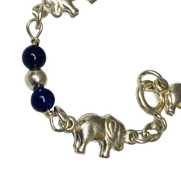 925 Sterling Silver Elephant Motif Chain Bracelet 7.25" Manchester Whimsical - Picture 4 of 11